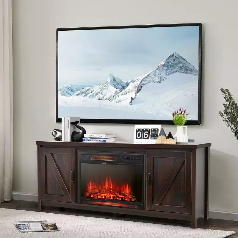 Mobile porta TV caminetto Costway 59'' con caminetto elettrico 1350W da 25'' e telecomando