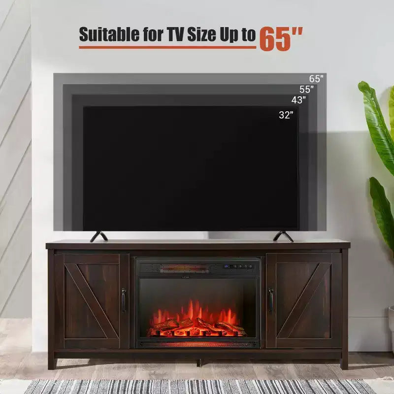 Mobile porta TV caminetto Costway 59'' con caminetto elettrico 1350W da 25'' e telecomando