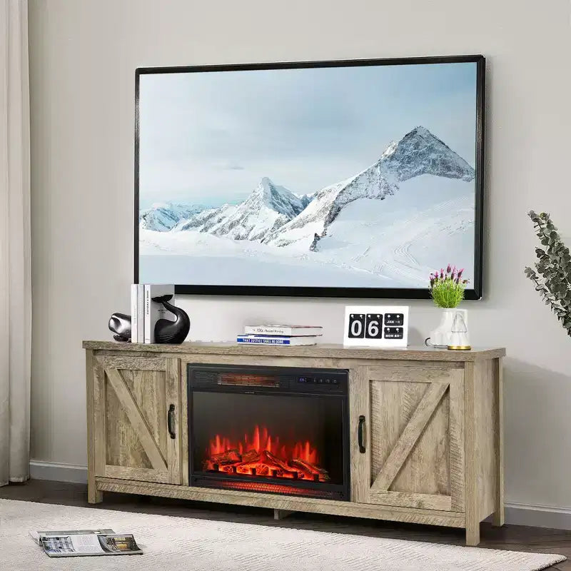 Mobile porta TV caminetto Costway 59'' con caminetto elettrico 1350W da 25'' e telecomando