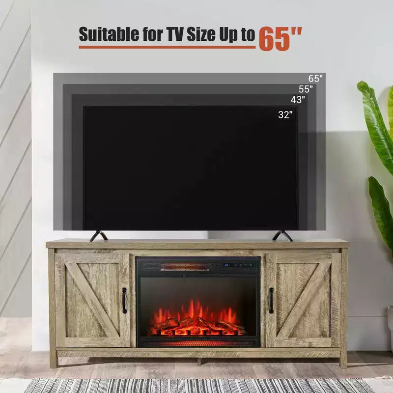 Mobile porta TV caminetto Costway 59'' con caminetto elettrico 1350W da 25'' e telecomando