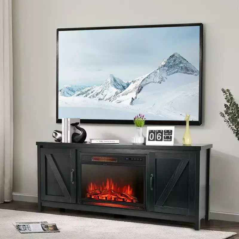Mobile porta TV caminetto Costway 59'' con caminetto elettrico 1350W da 25'' e telecomando