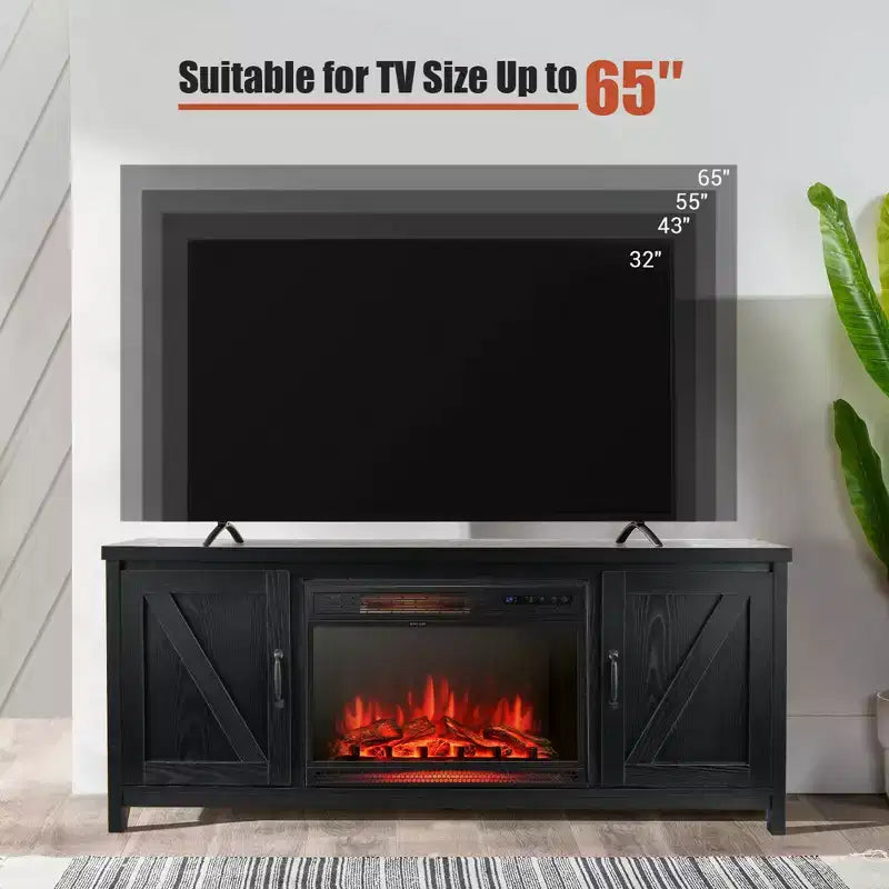 Mobile porta TV caminetto Costway 59'' con caminetto elettrico 1350W da 25'' e telecomando