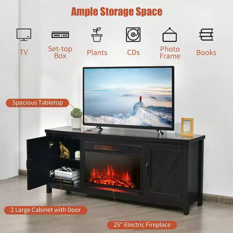 Mobile porta TV caminetto Costway 59'' con caminetto elettrico 1350W da 25'' e telecomando