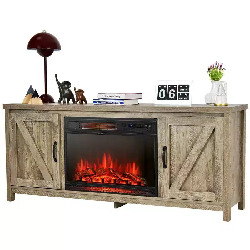 Mobile porta TV caminetto Costway 59'' con caminetto elettrico 1350W da 25'' e telecomando