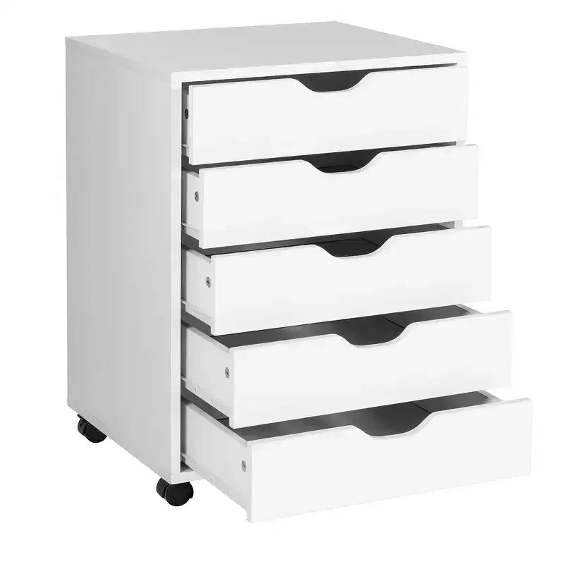 Costway Cassettiera a 5 Cassetti Mobiletto Contenitore con Ruote, Bianco