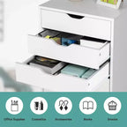 Costway Cassettiera a 5 Cassetti Mobiletto Contenitore con Ruote, Bianco