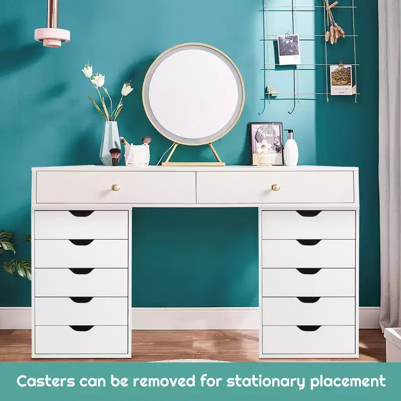 Costway Cassettiera a 5 Cassetti Mobiletto Contenitore con Ruote, Bianco