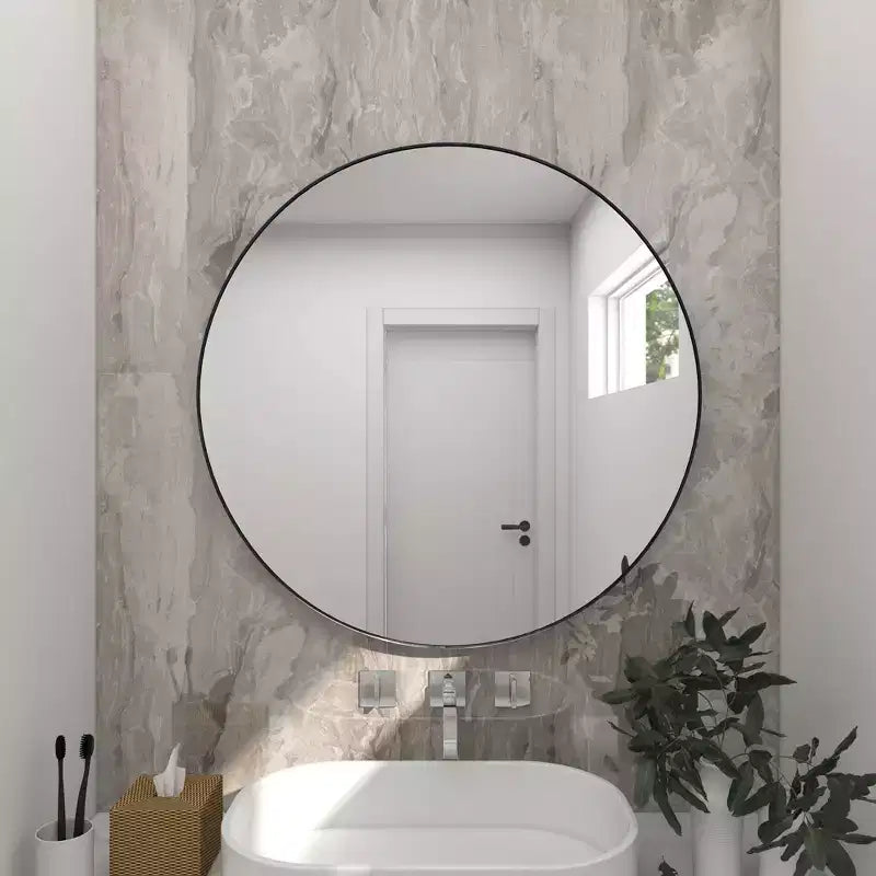 36 Contemporary Wood Round Wall Mirror - Olivia & May