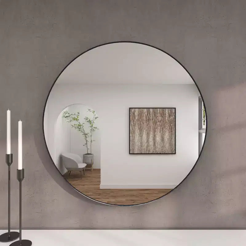 36 Contemporary Wood Round Wall Mirror - Olivia & May