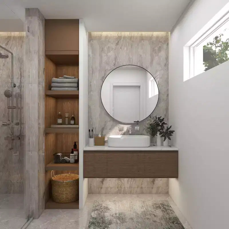 36 Contemporary Wood Round Wall Mirror - Olivia & May