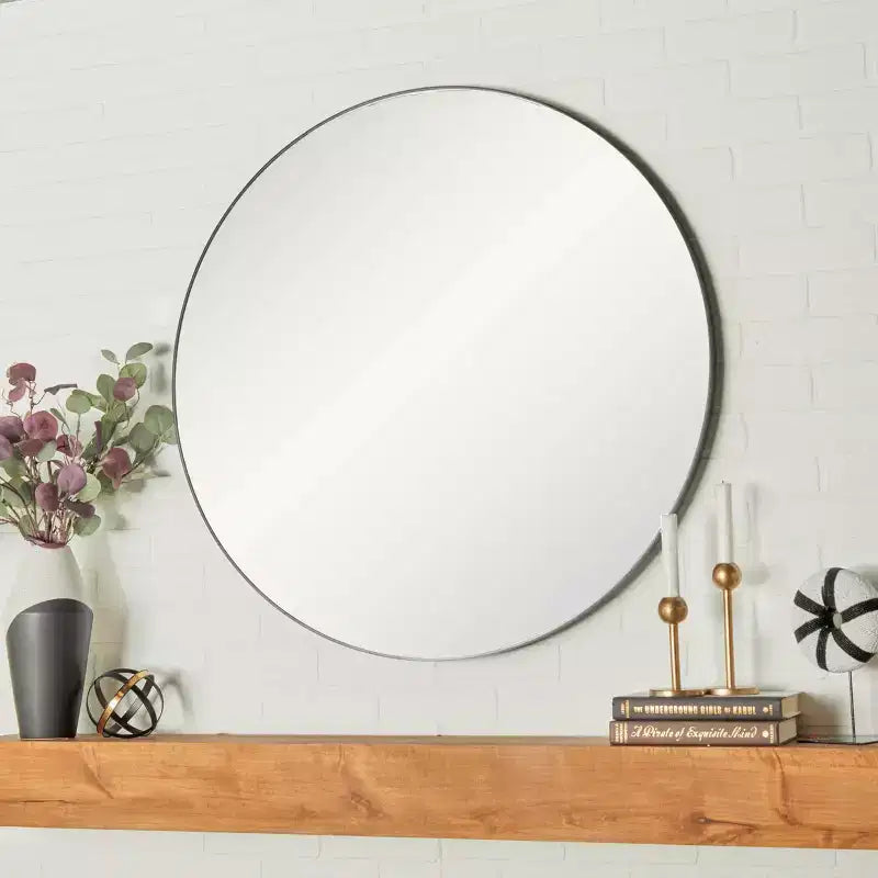 36 Contemporary Wood Round Wall Mirror - Olivia & May