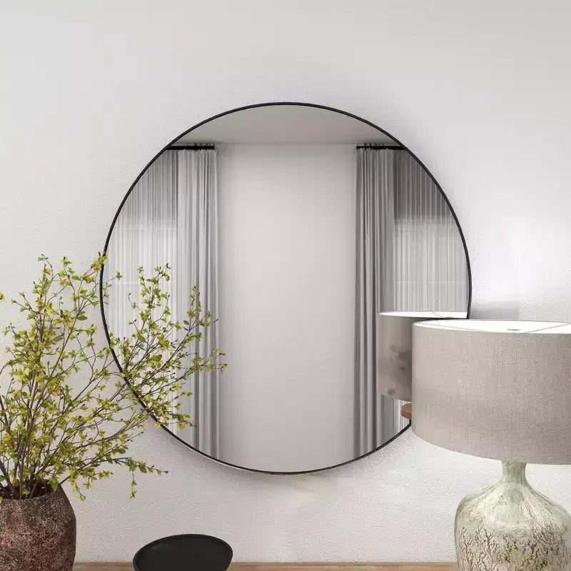36 Contemporary Wood Round Wall Mirror - Olivia & May