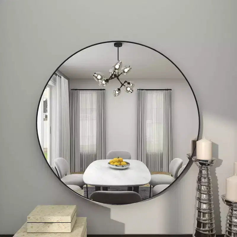 36 Contemporary Wood Round Wall Mirror - Olivia & May