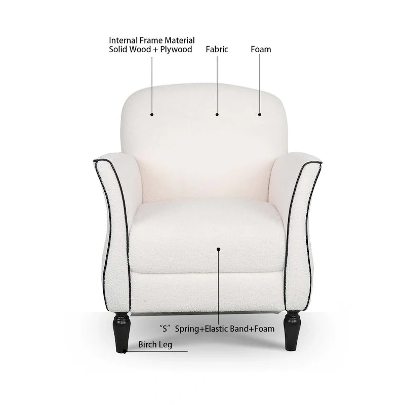 Upholstered Accent Chair with Wood Legs