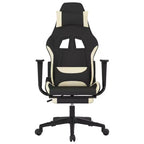 vidaXL Massage Gaming Chair with Footrest, Black and Cream, Fabric
