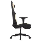 vidaXL Massage Gaming Chair with Footrest, Black and Cream, Fabric