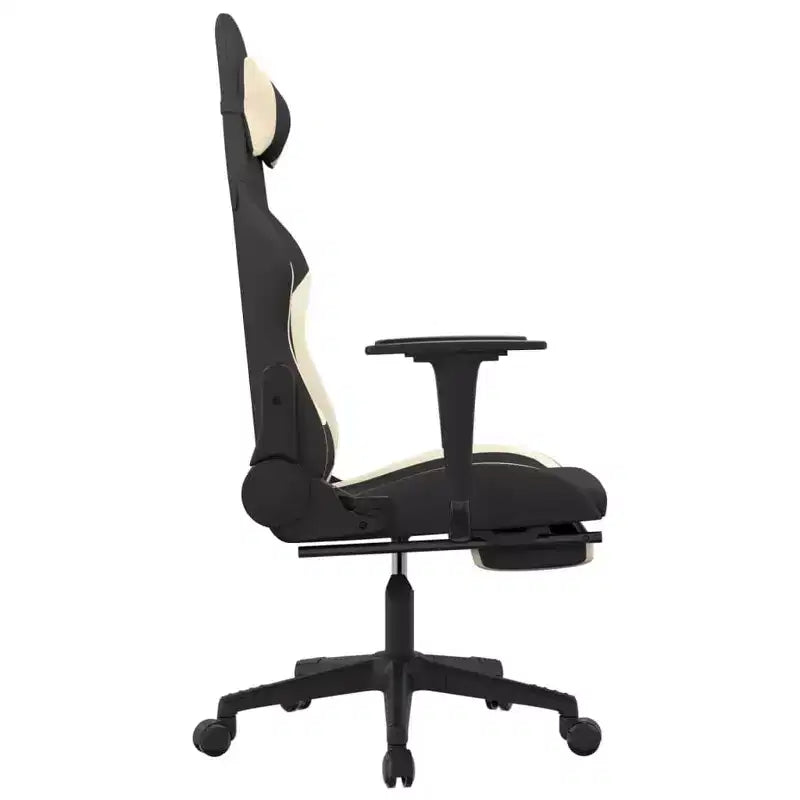 vidaXL Massage Gaming Chair with Footrest, Black and Cream, Fabric
