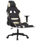vidaXL Massage Gaming Chair with Footrest, Black and Cream, Fabric