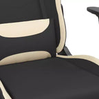 vidaXL Massage Gaming Chair with Footrest, Black and Cream, Fabric