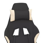 vidaXL Massage Gaming Chair with Footrest, Black and Cream, Fabric