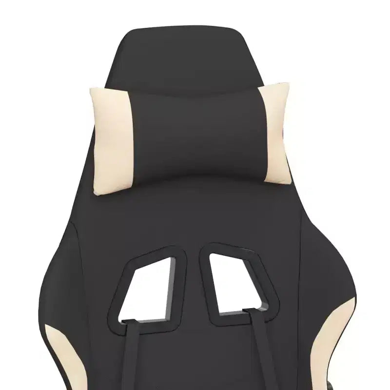 vidaXL Massage Gaming Chair with Footrest, Black and Cream, Fabric