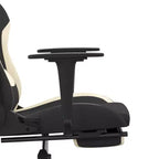 vidaXL Massage Gaming Chair with Footrest, Black and Cream, Fabric