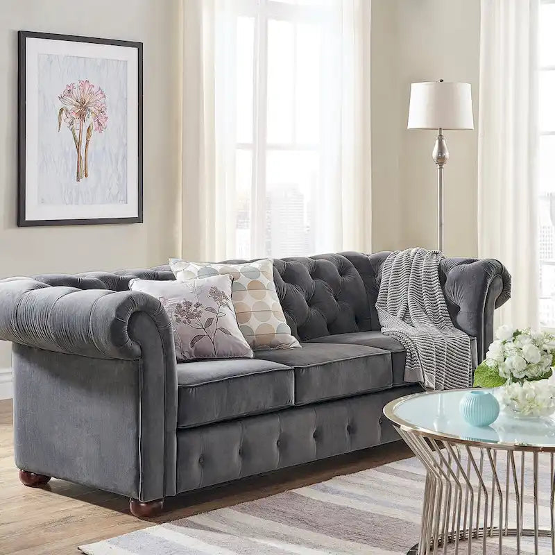 Gdansk Tufted Scroll Arm Chesterfield Sofa