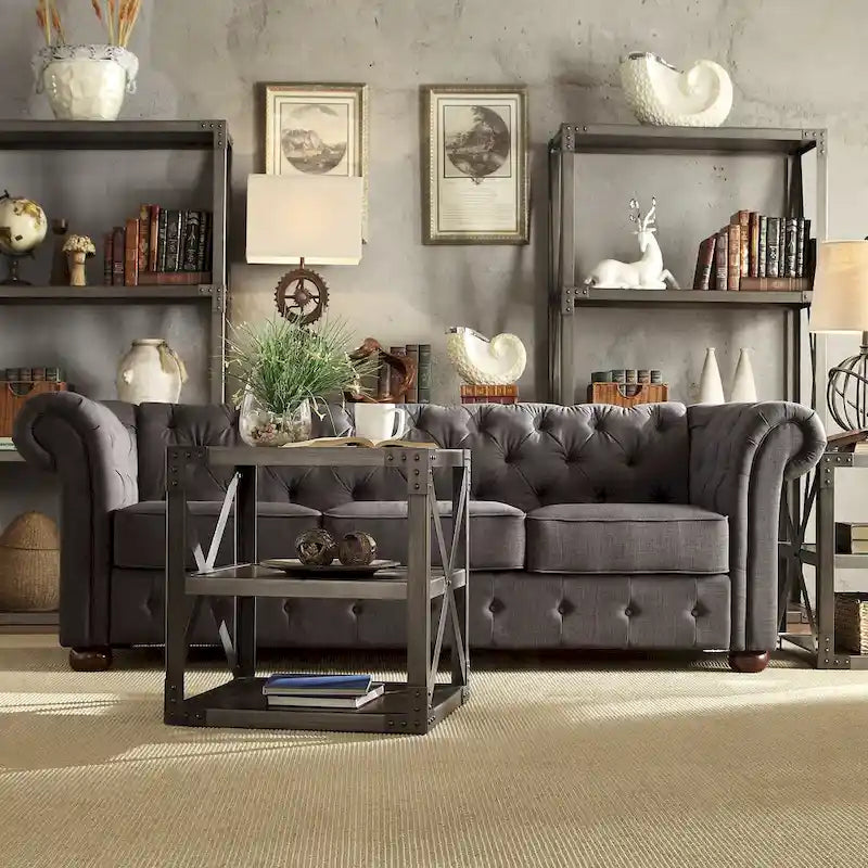 Gdansk Tufted Scroll Arm Chesterfield Sofa