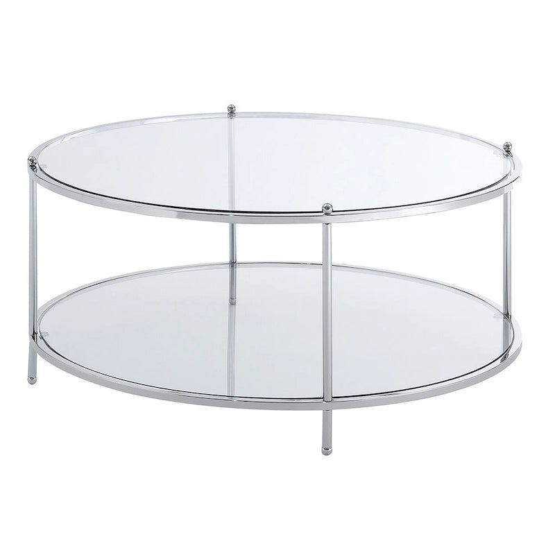 Convenience Concepts Royal Crest 2 Tier Round Glass Coffee Table