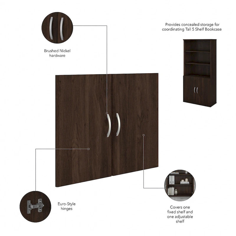 Hybrid Tall 5 Shelf Bookcase with Doors by Bush Business Furniture