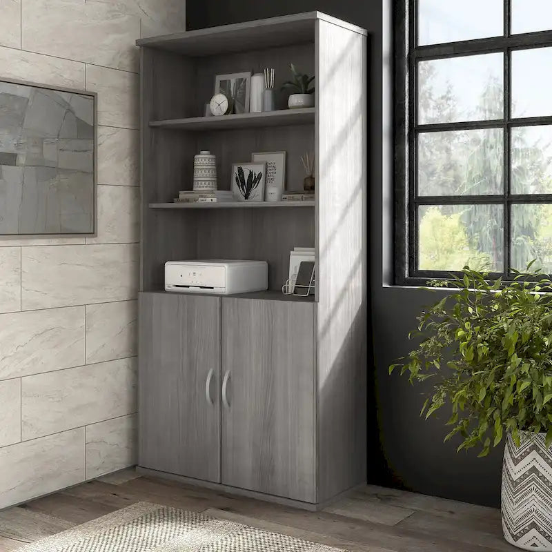 Hybrid Tall 5 Shelf Bookcase with Doors by Bush Business Furniture