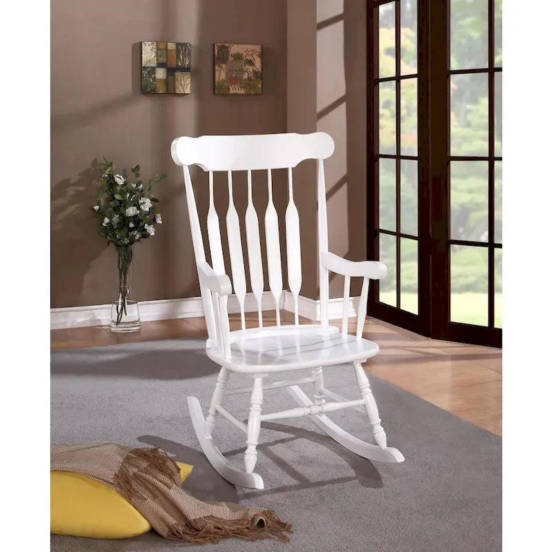 Sedia a dondolo in legno bianco design Windsor Country