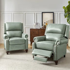 Gabriela Mid-Century Modern Genuine Leather Recliner Nail Head Trim Set of 2 by HULALA HOME
