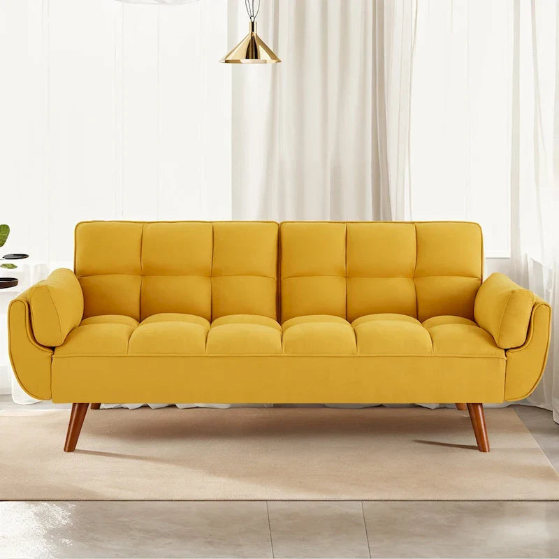 75.39 Sofa Bed, Convertible Sleeper Couch with Pillows, Foldable Loveseat Furniture for Living Room