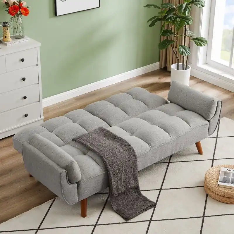 75.39 Sofa Bed, Convertible Sleeper Couch with Pillows, Foldable Loveseat Furniture for Living Room