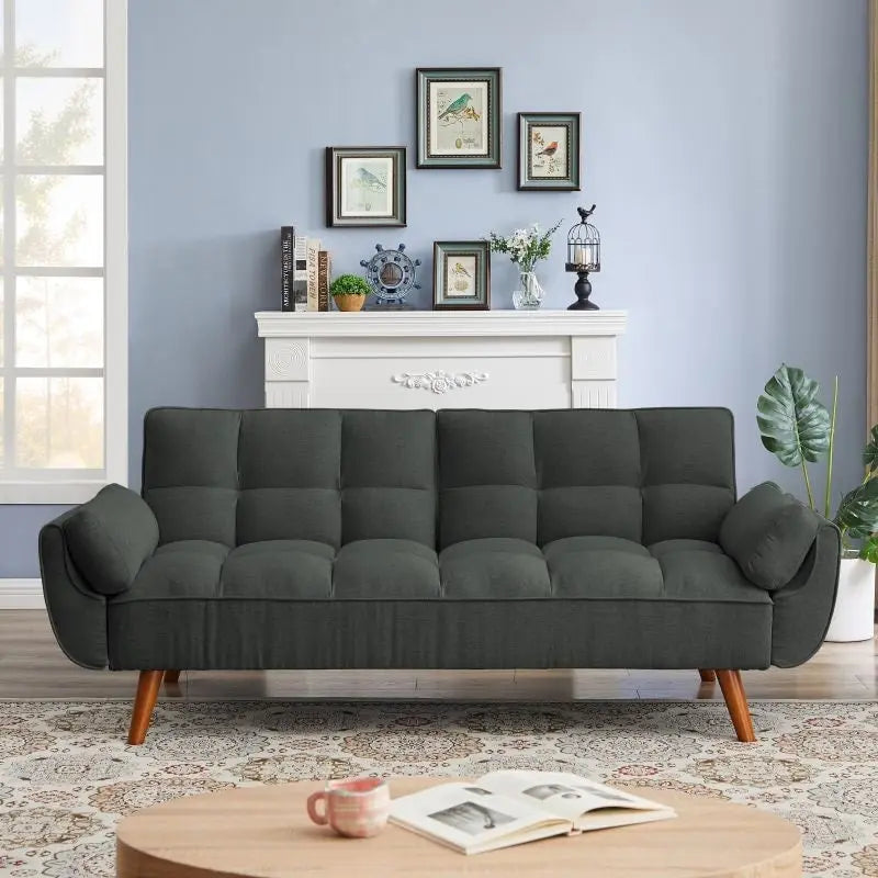 75.39 Sofa Bed, Convertible Sleeper Couch with Pillows, Foldable Loveseat Furniture for Living Room