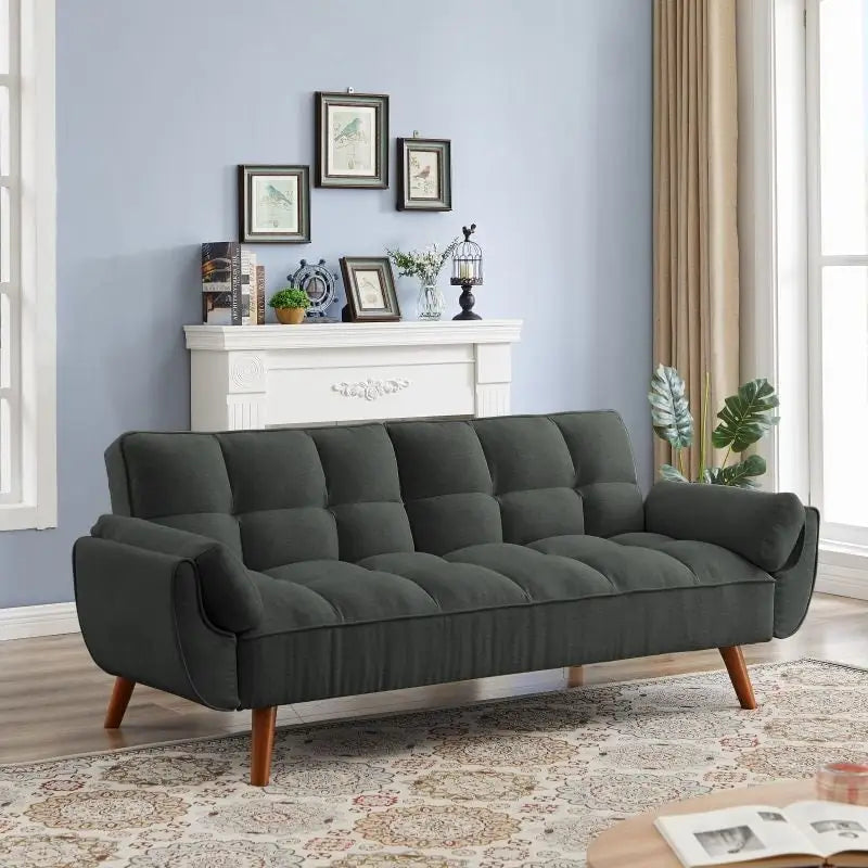 75.39 Sofa Bed, Convertible Sleeper Couch with Pillows, Foldable Loveseat Furniture for Living Room