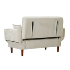 Multifunctional Sofa Bed Sleeper with 2 Pillows Beige Fabric