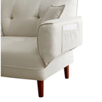 Multifunctional Sofa Bed Sleeper with 2 Pillows Beige Fabric