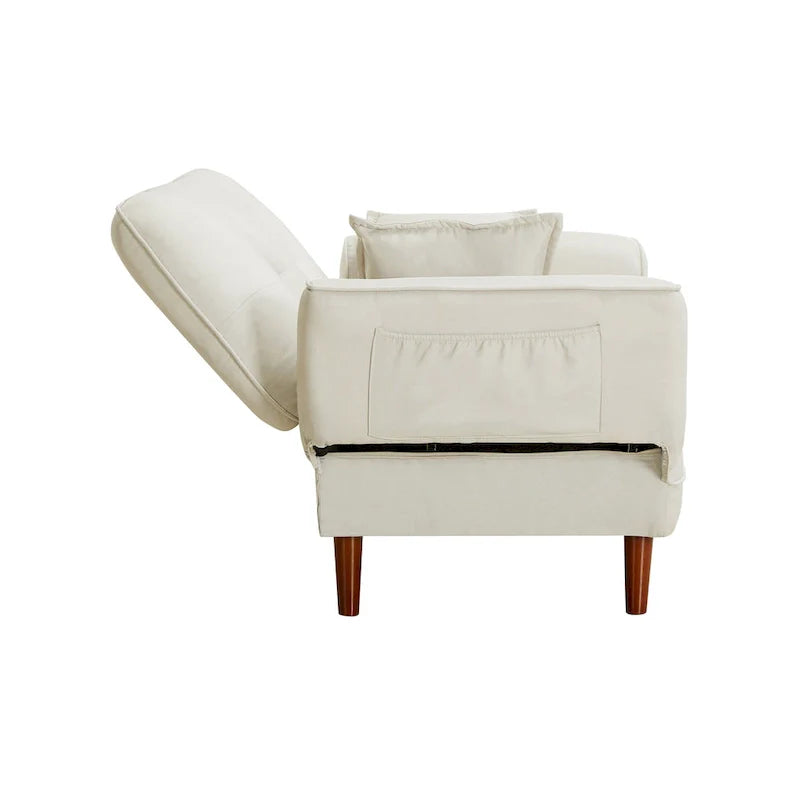 Multifunctional Sofa Bed Sleeper with 2 Pillows Beige Fabric