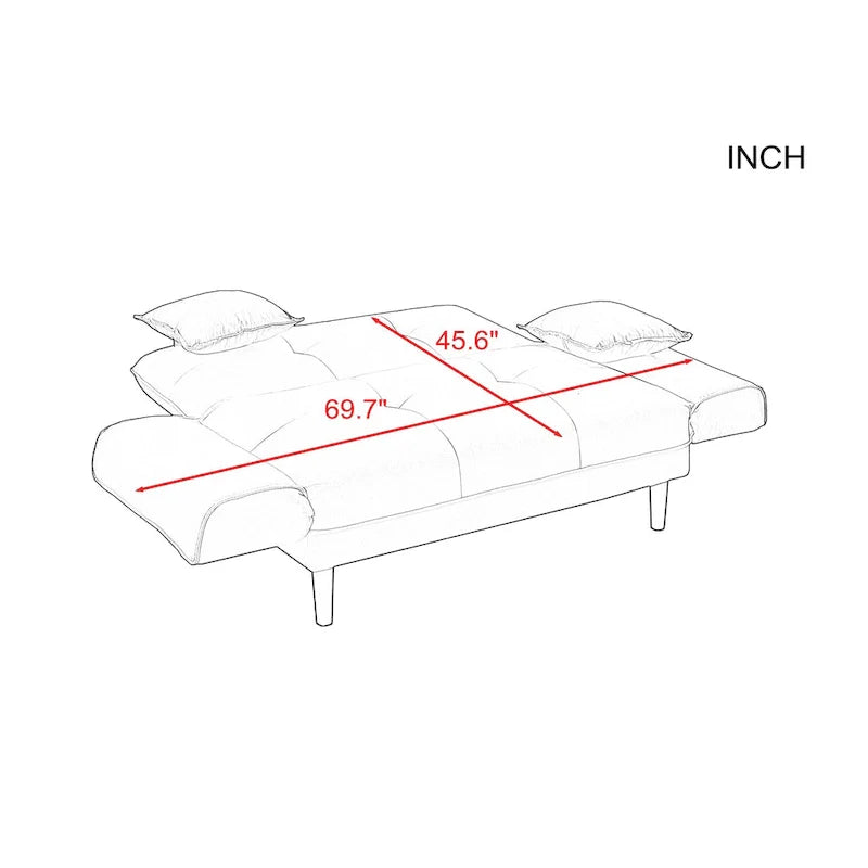 Multifunctional Sofa Bed Sleeper with 2 Pillows Beige Fabric