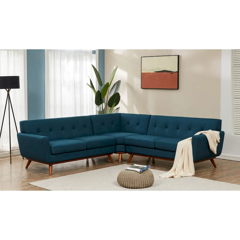SAFAVIEH Couture Opal Linen Tufted Corner Sectional Sofa
