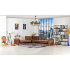 Line Fabric Sleeper Sectional Sofa