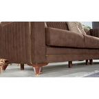 Line Fabric Sleeper Sectional Sofa