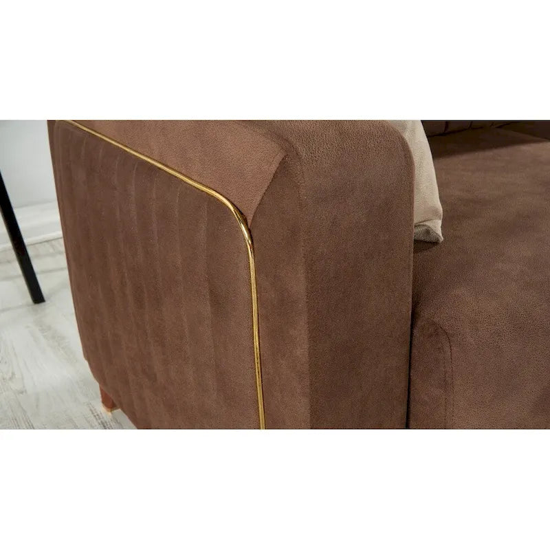 Line Fabric Sleeper Sectional Sofa