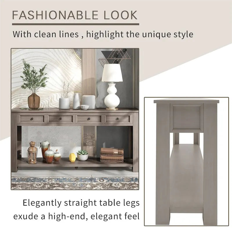 Tavolo Consolle Rustico Merax con Cassetti Contenitori e Ripiano Inferiore