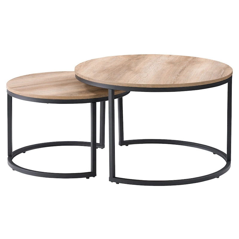 Set di 2 tavolini da caffè sovrapponibili