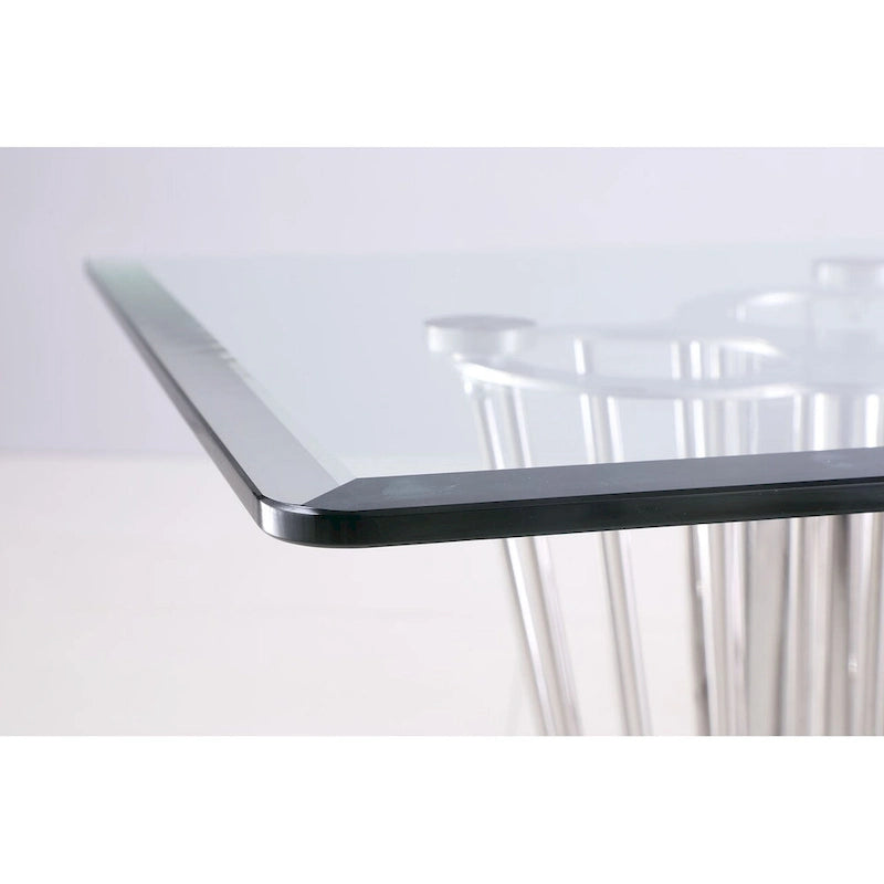 Somette Fiona Rectangular Dining Table with Double Pedestal Base - Silver