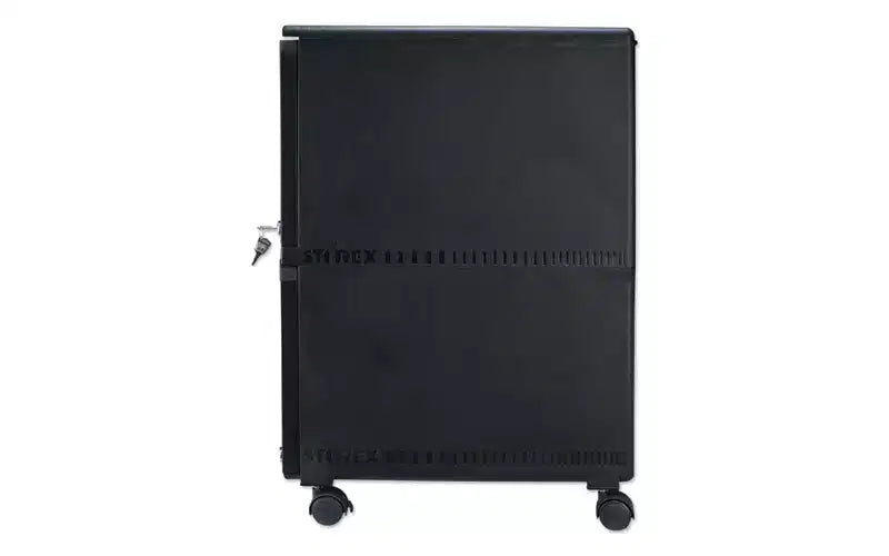 Storex Two-Drawer Mobile Filing Cabinet, 2 Legal/Letter-Size File Drawers, Black, 14.75 x 18.25 x 26
