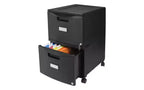 Storex Two-Drawer Mobile Filing Cabinet, 2 Legal/Letter-Size File Drawers, Black, 14.75 x 18.25 x 26
